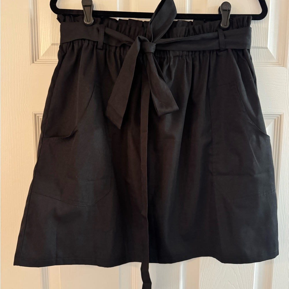 Black Tie-Waist Skirt